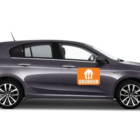 Pair (2) of GrubHub Logo Vehicle Door Magnet Signs 9x12 Delivery Driver Food App - Picture 2 of 3